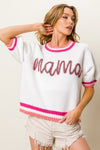 BiBi MAMA Contrast Trim Short Sleeve Sweater Sweater Trendsi   