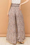 And The Why Printed Smocked Waist Slit Wide Leg Pants Pants Trendsi   