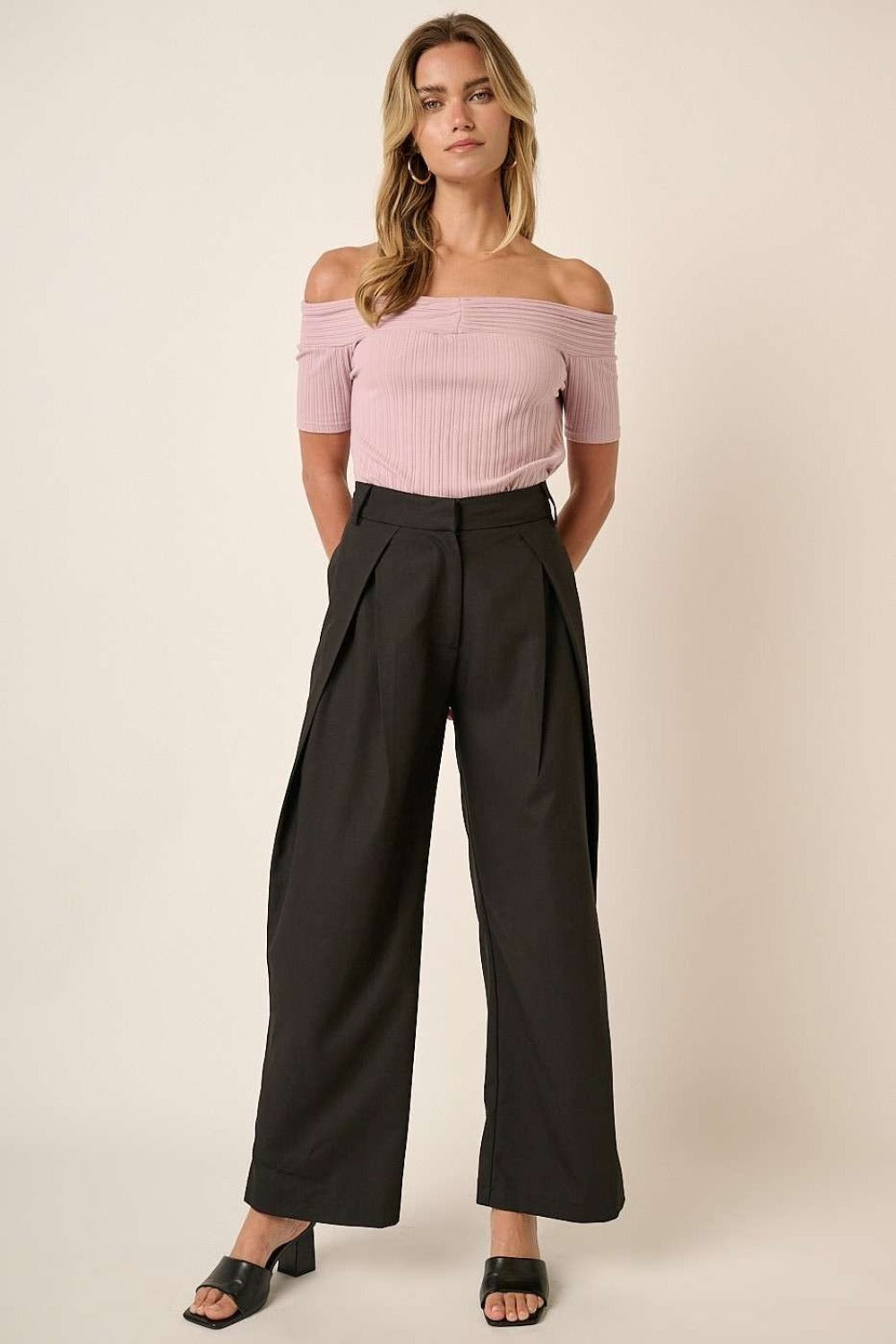Mittoshop Deep Pleated High Waisted Wide Leg Pants - NeoKira Unlimited