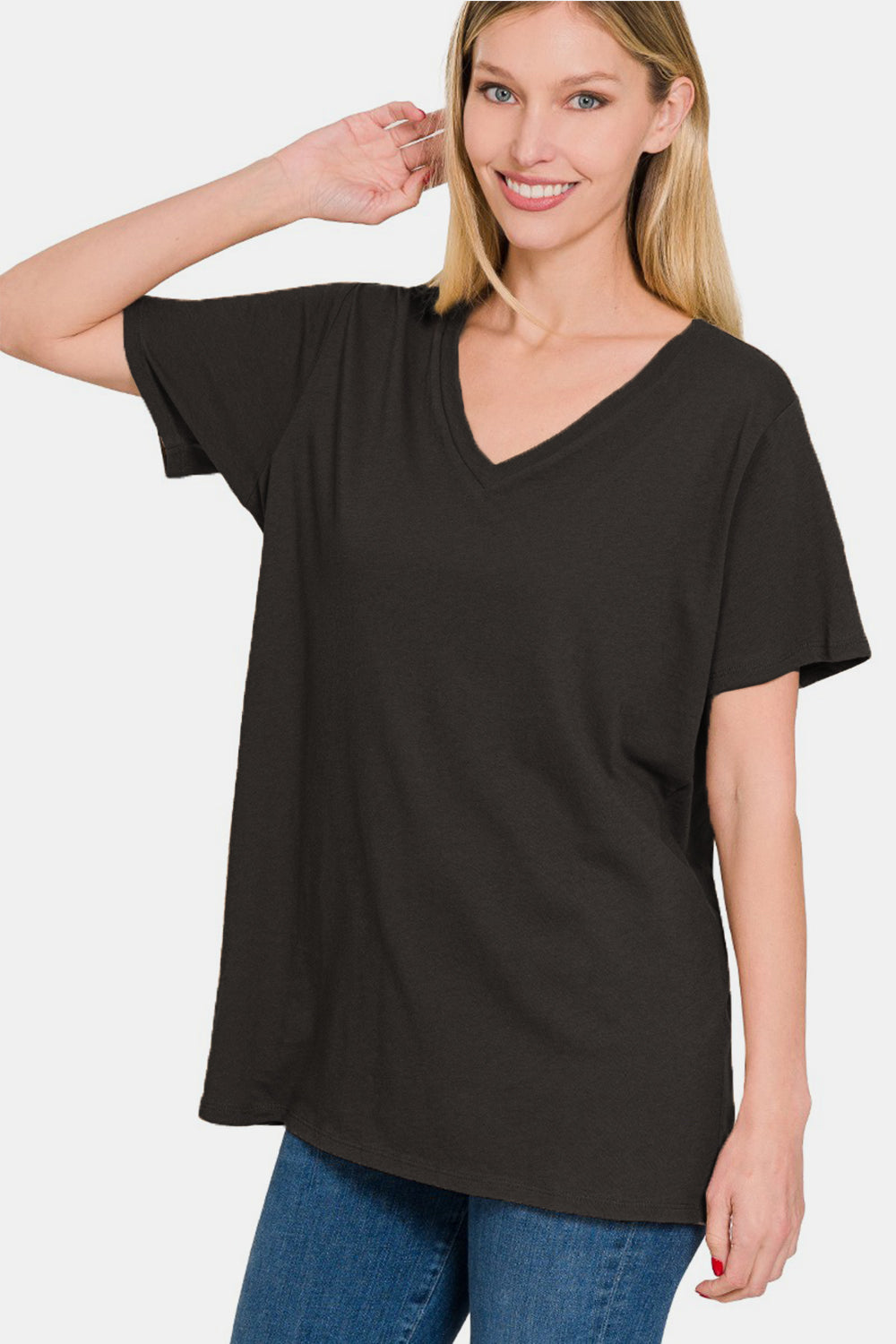 Zenana Full Size V-Neck Short Sleeve T-Shirt - NeoKira Unlimited