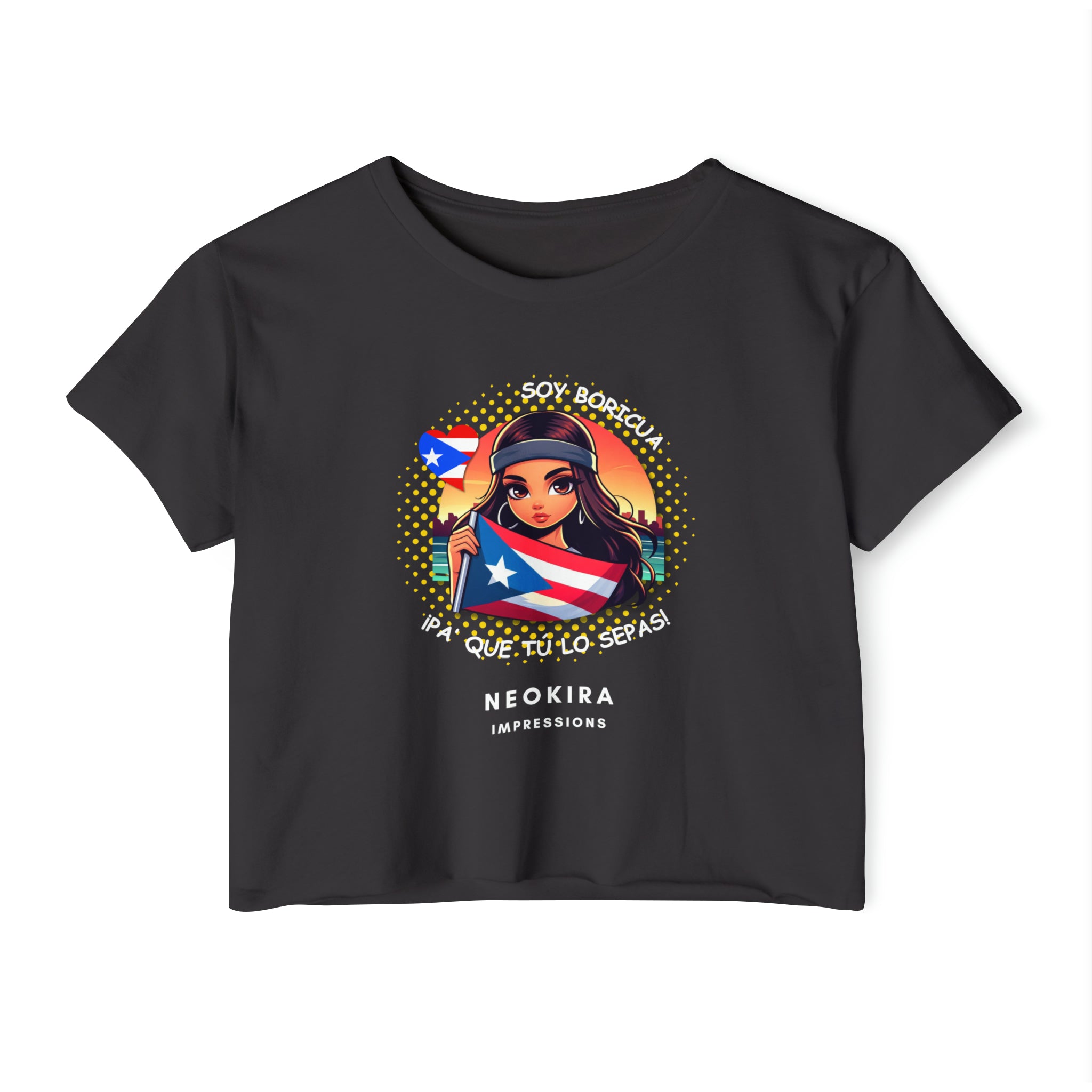 SOY BORICUA PA QUE TU LO SEPAS Women's Festival Crop Top Crop Tee Printify Black XS 