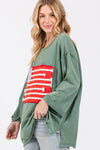 SAGE + FIG Full Size American Flag Patch Drop Shoulder T-Shirt T-Shirt Trendsi   