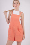 VERY J Sleeveless Double Gauze Overalls with Pockets Overalls Trendsi Burnt Orange S 