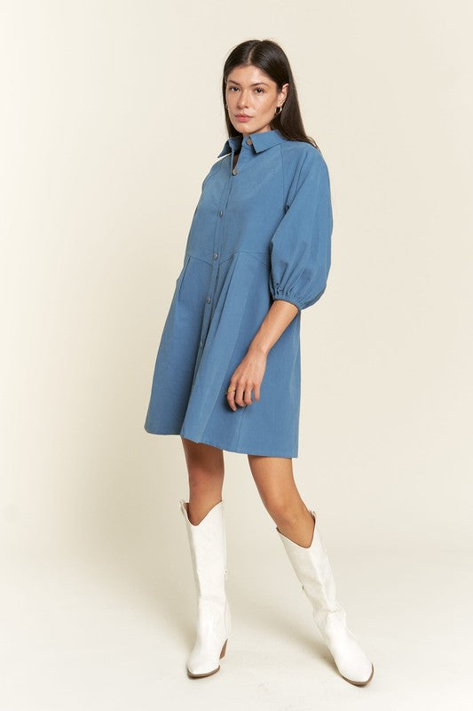 Jade By Jane Washed Denim Mini Dress | Casual Utility Chic Style - NeoKira Unlimited