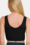 Zenana Ribbed Seamless Tank with Pads Crop Tank Trendsi   