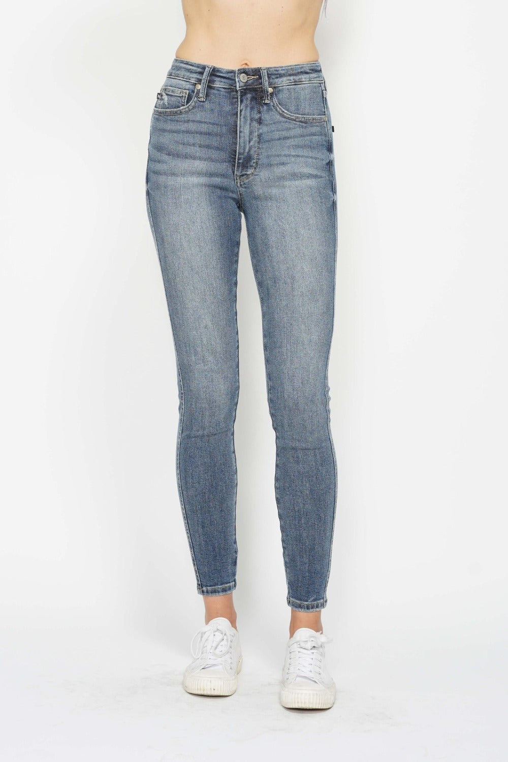 Judy Blue Full Size Tummy Control Contrast Wash Skinny Jeans - NeoKira Unlimited