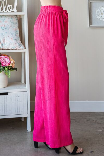 Heimish Full Size Front Tie Pants with Paperbag Waistband Plus Size - NeoKira Unlimited