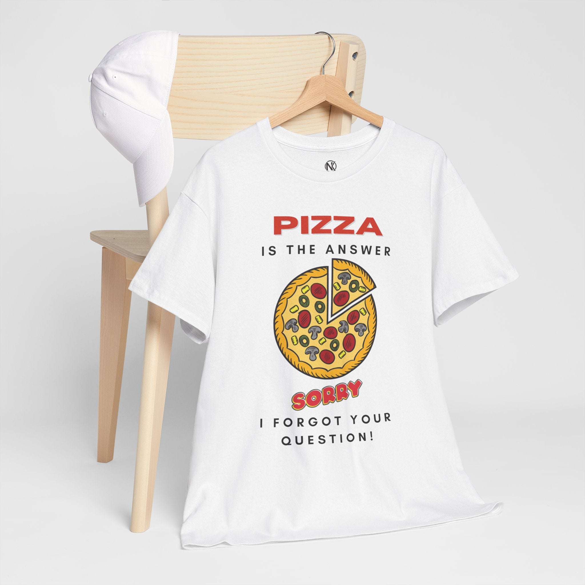 PIZZA IS THE ANSWER Unisex Heavy Cotton Tee T-Shirt Printify White S 