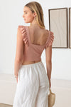 Le Lis Ruffled Cap Sleeve Square Neck Crop Top Crop Top Trendsi   