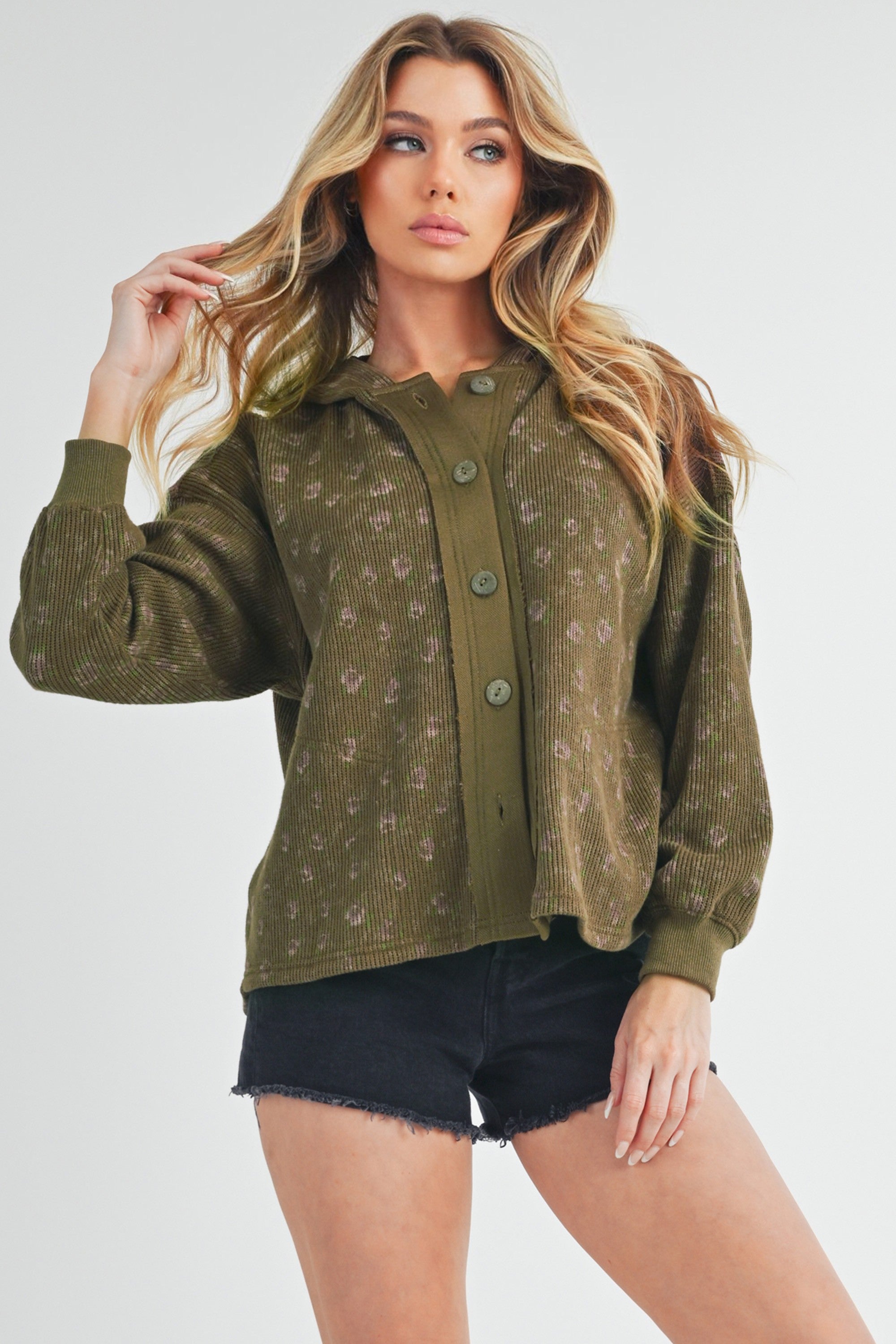 Aemi + Co Floral Button Up Hooded Jacket - NeoKira Unlimited