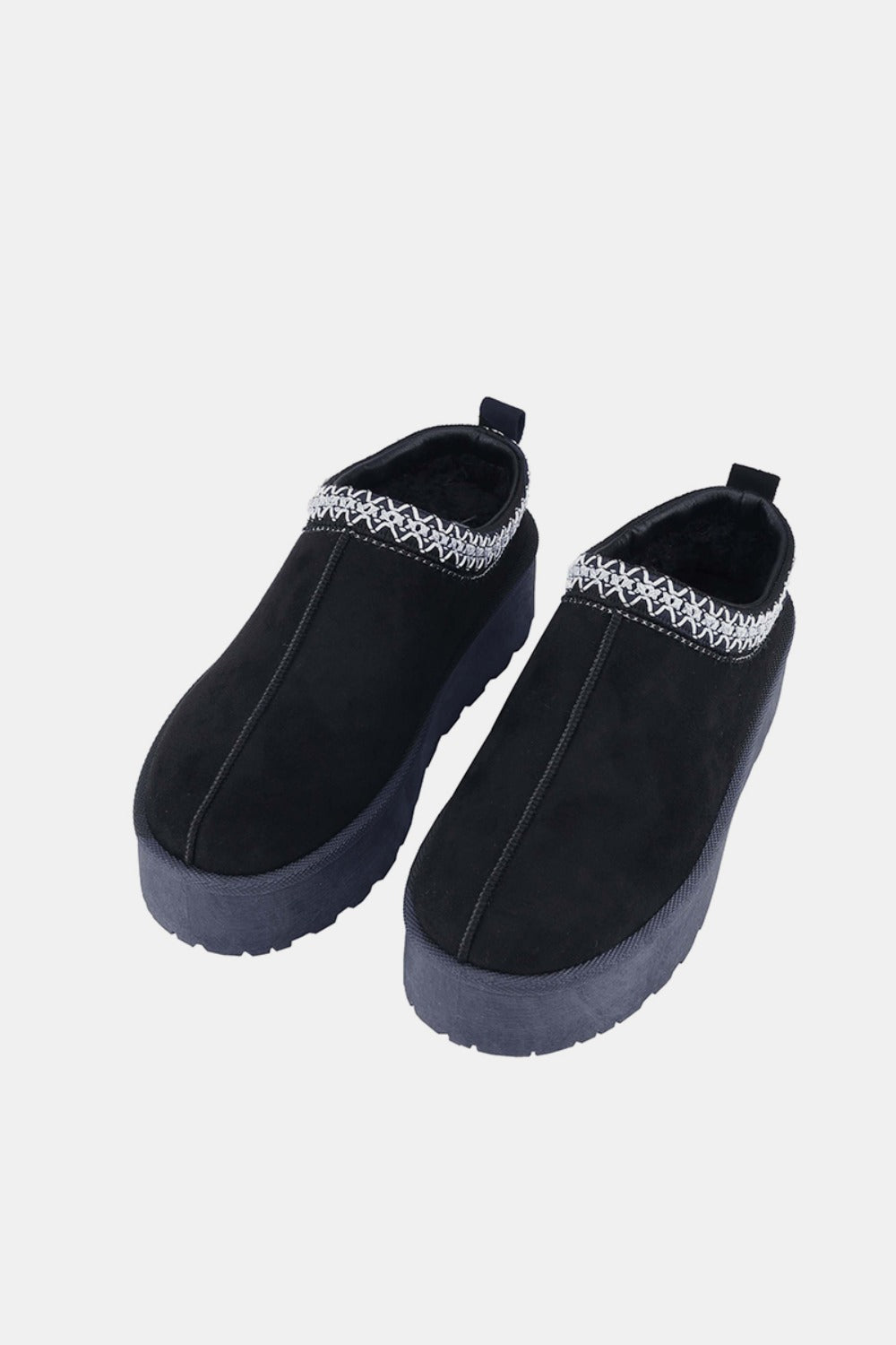 Weeboo Platform Embroidered Trim Slip-On Boots - NeoKira Unlimited