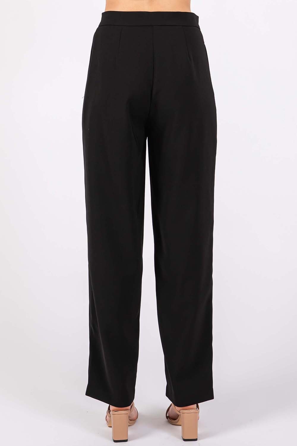 GeeGee High-Waisted Pleated Pants Pants Trendsi   