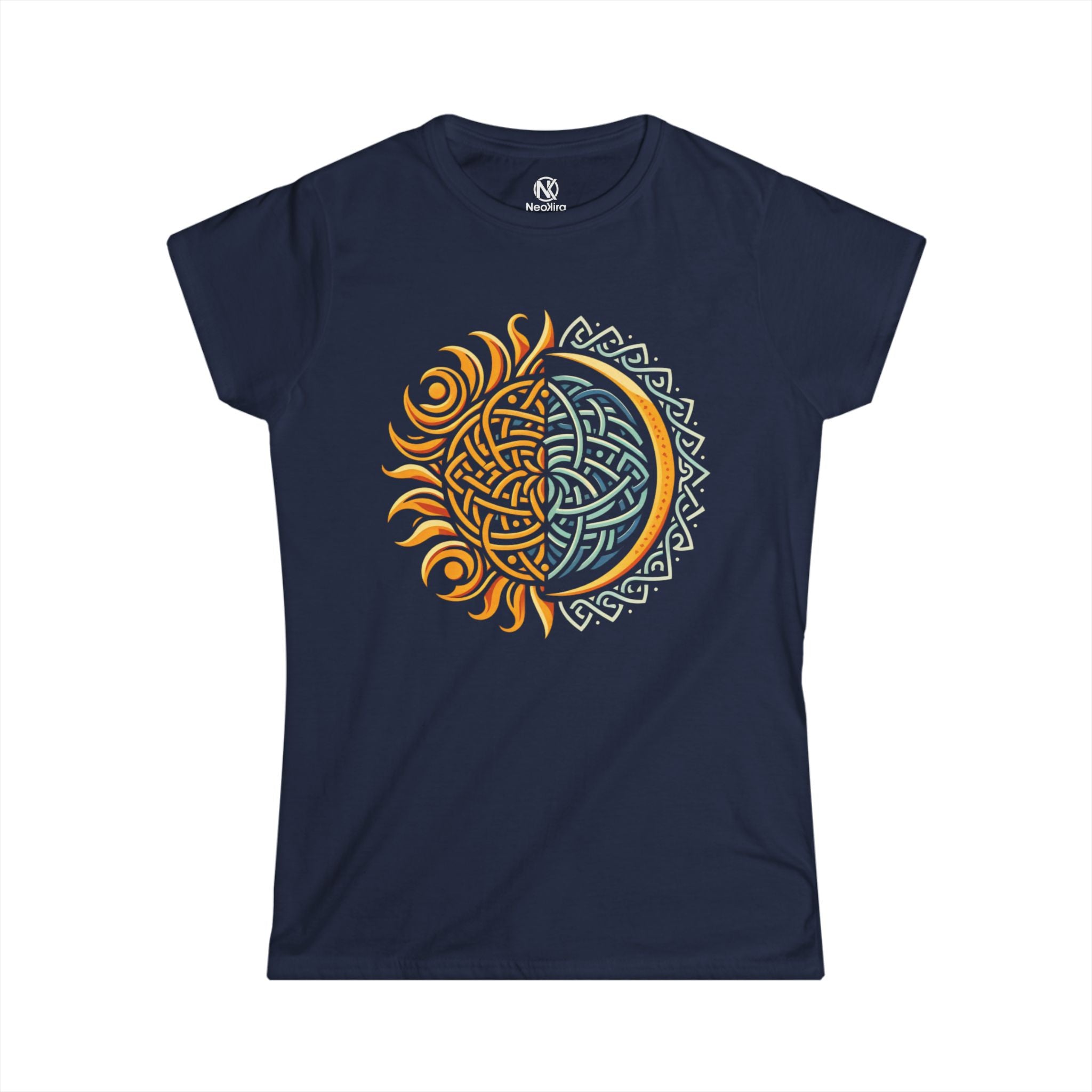 CELTIC SUN & MOON Women's Softstyle Tee T-Shirt Printify Navy S 