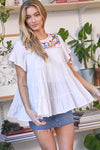 Solid Flared Short Sleeve Top  Davi & Dani   