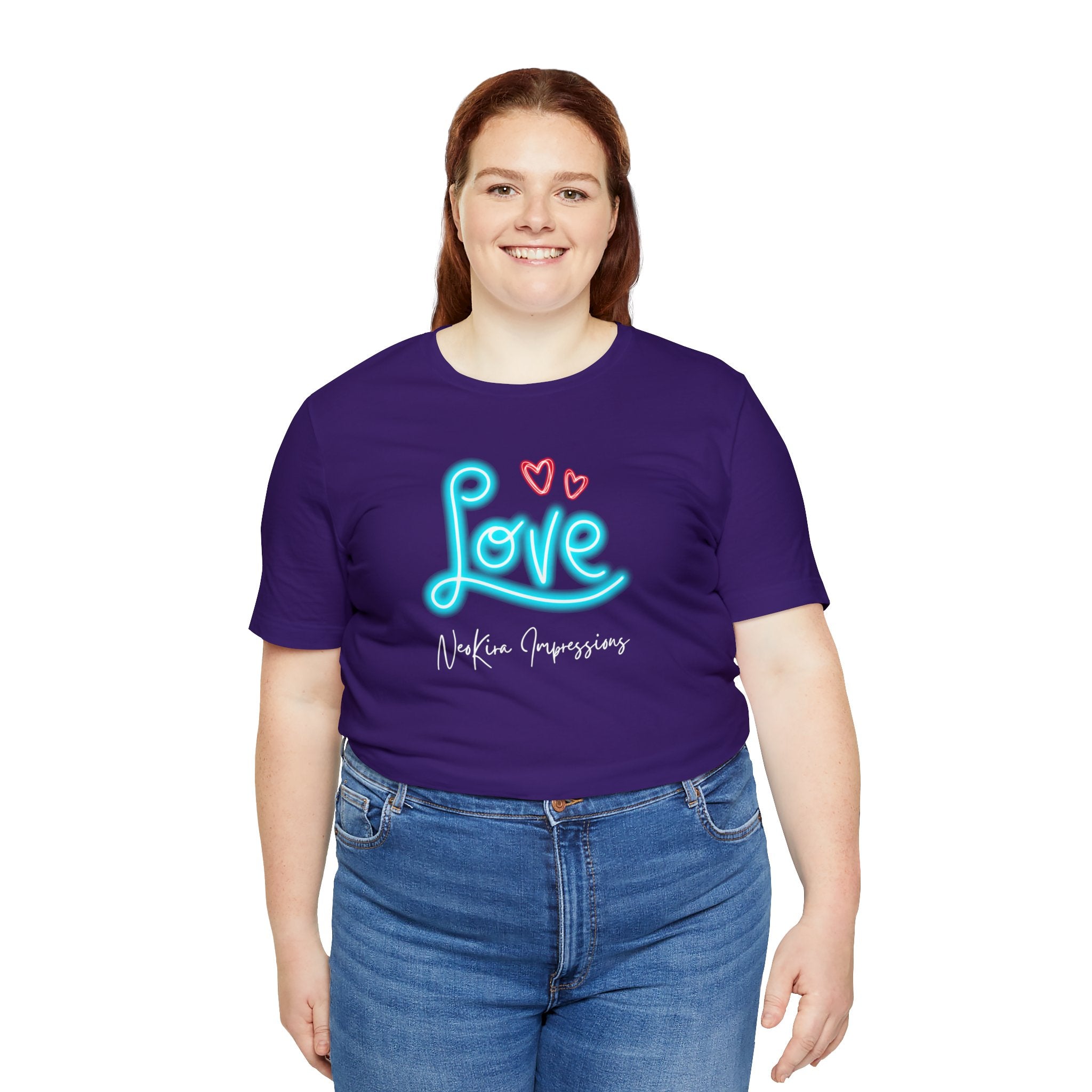 NEON LOVE Unisex Jersey Short Sleeve Tee T-Shirt Printify Team Purple XS 