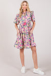 SAGE + FIG Floral Ruffle Short Sleeve Dress Mini Dress Trendsi   