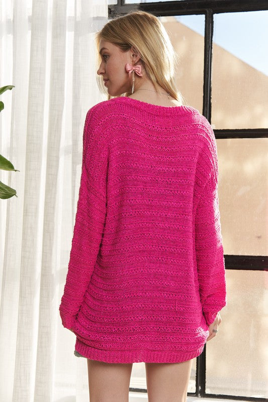 ADORA V-Neck Drop Shoulder Long Sleeve Sweater - NeoKira Unlimited