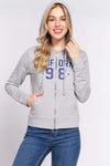 ACTIVE BASIC CALIFORNIA Zip Up Drawstring Long Sleeve Hoodie Hoodie Trendsi H Grey/Navy S 