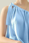 Ninexis One Shoulder Bow Tie Strap Satin Silk Top Top Trendsi   