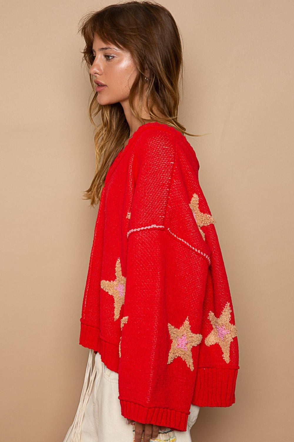 POL Long Sleeve Star Patch Sweater - NeoKira Unlimited
