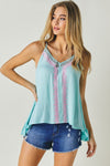 Printed Sleeveless Ruffle Tank Top  Davi & Dani   