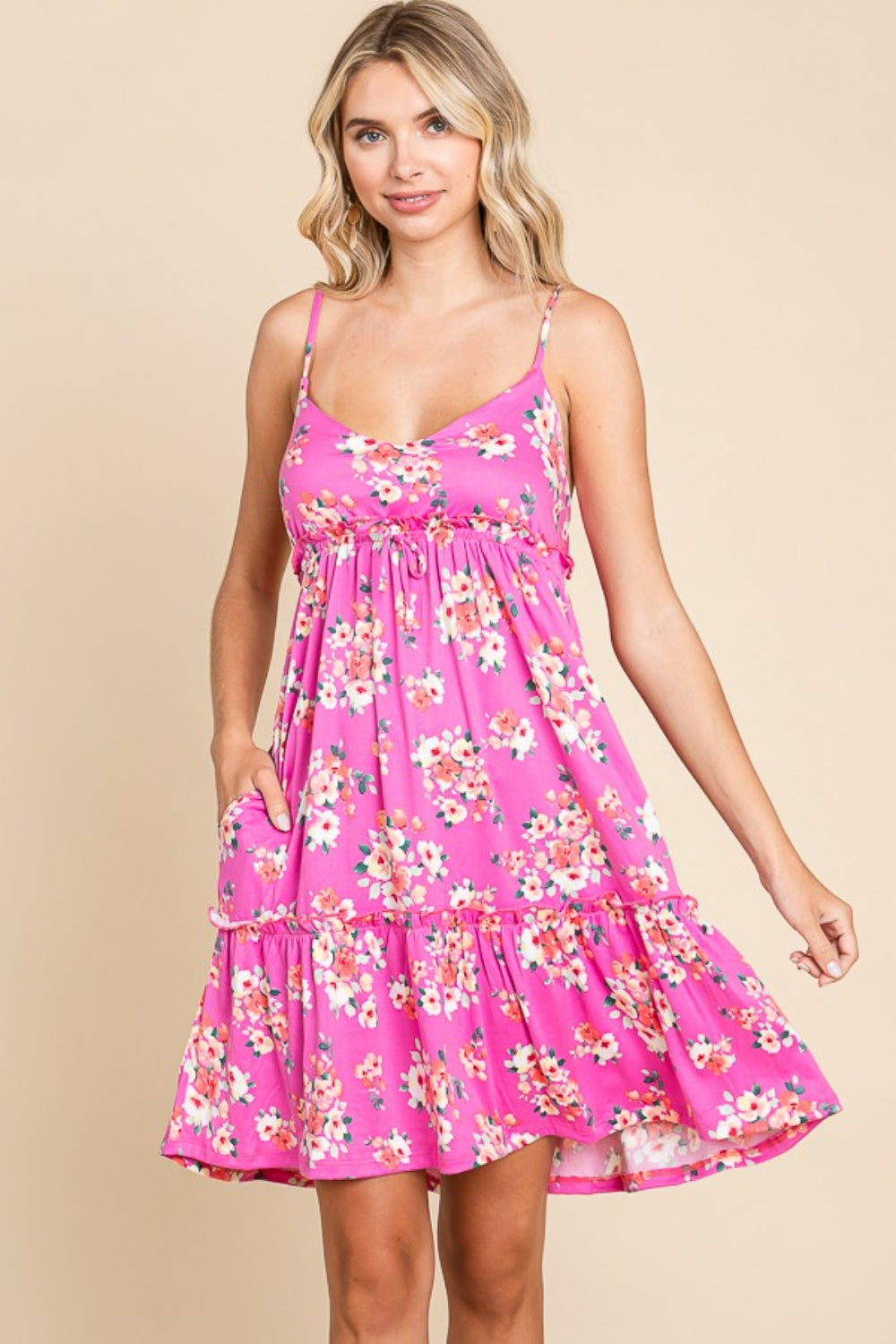 Culture Code Full Size Floral Ruffled Cami Dress - NeoKira Unlimited