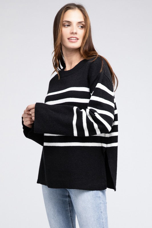 BiBi Ribbed Hem Stripe Sweater Sweater BiBi   