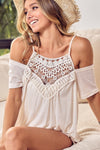 BiBi Front Crochet Lace Adjustable Strap Top Top Trendsi   