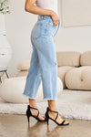 RFM Full Size Tummy Control High Waist Raw Hem Distressed Jeans Jeans Trendsi   