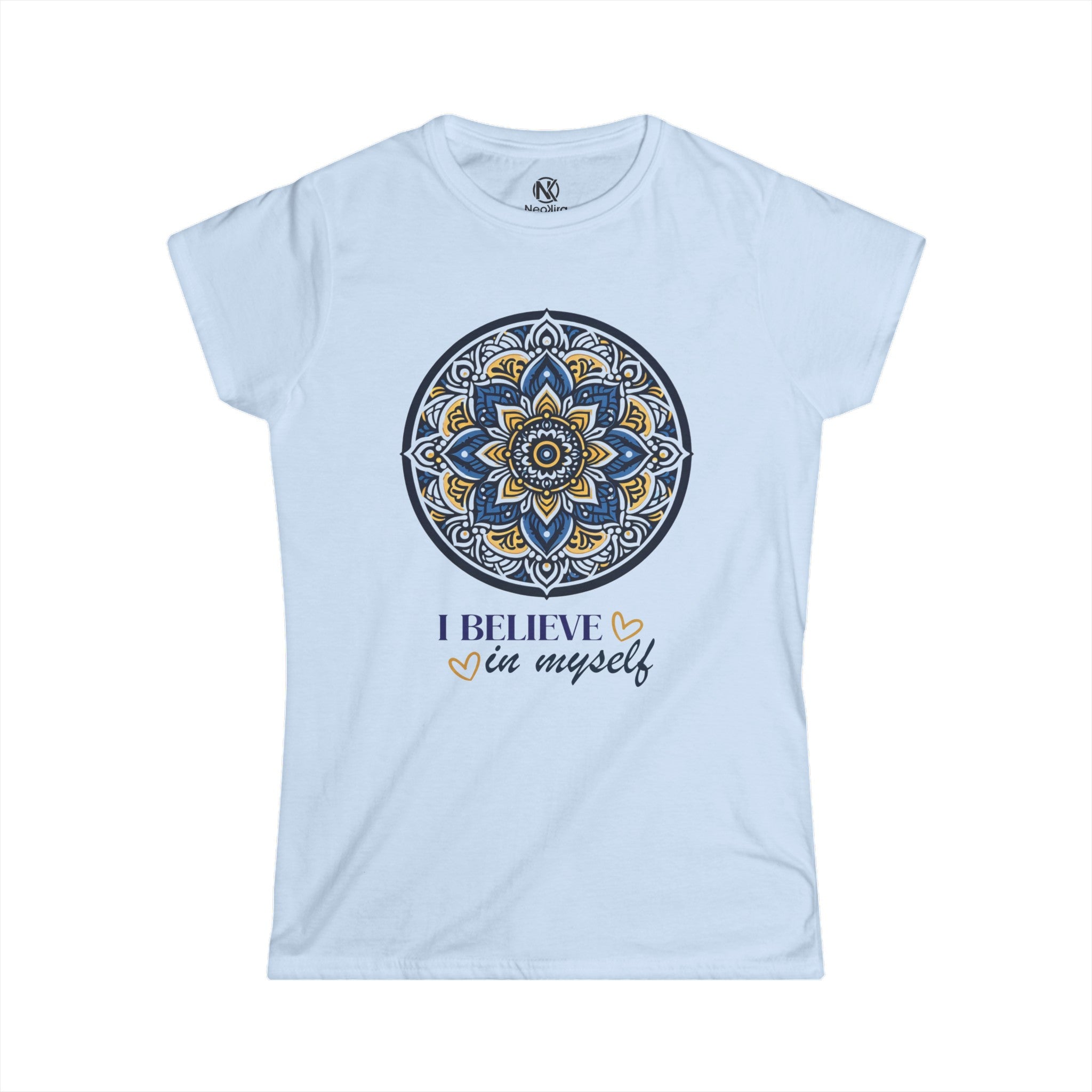 I BELIEVE IN MYSELF MANDALA Women's Softstyle Tee T-Shirt Printify Light Blue S 