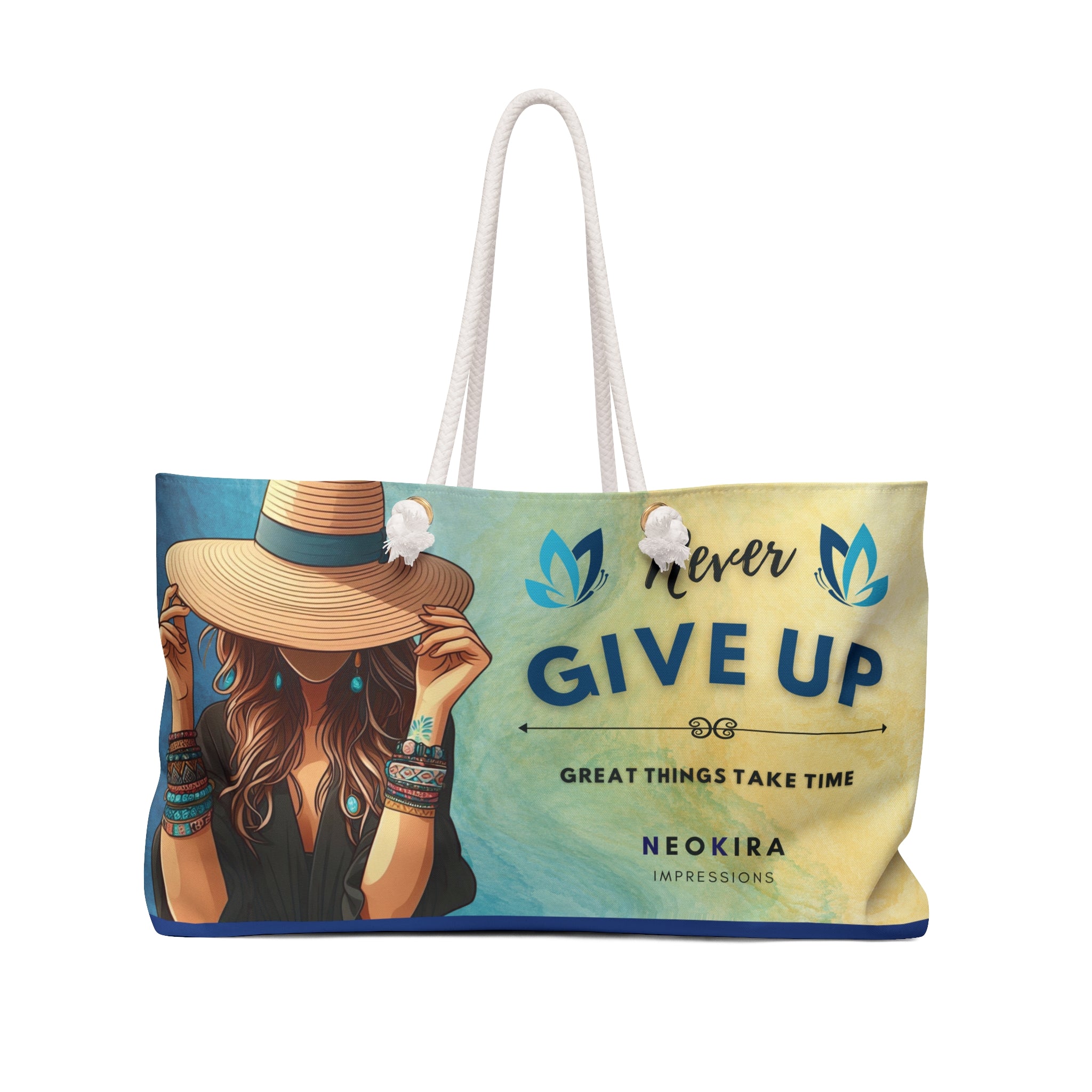 NEVER GIVE UP Weekender Bag Tote Bag Printify 24