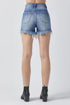 RISEN Raw Hem Asymmetrical Waist Denim Shorts Denim Shorts Trendsi   