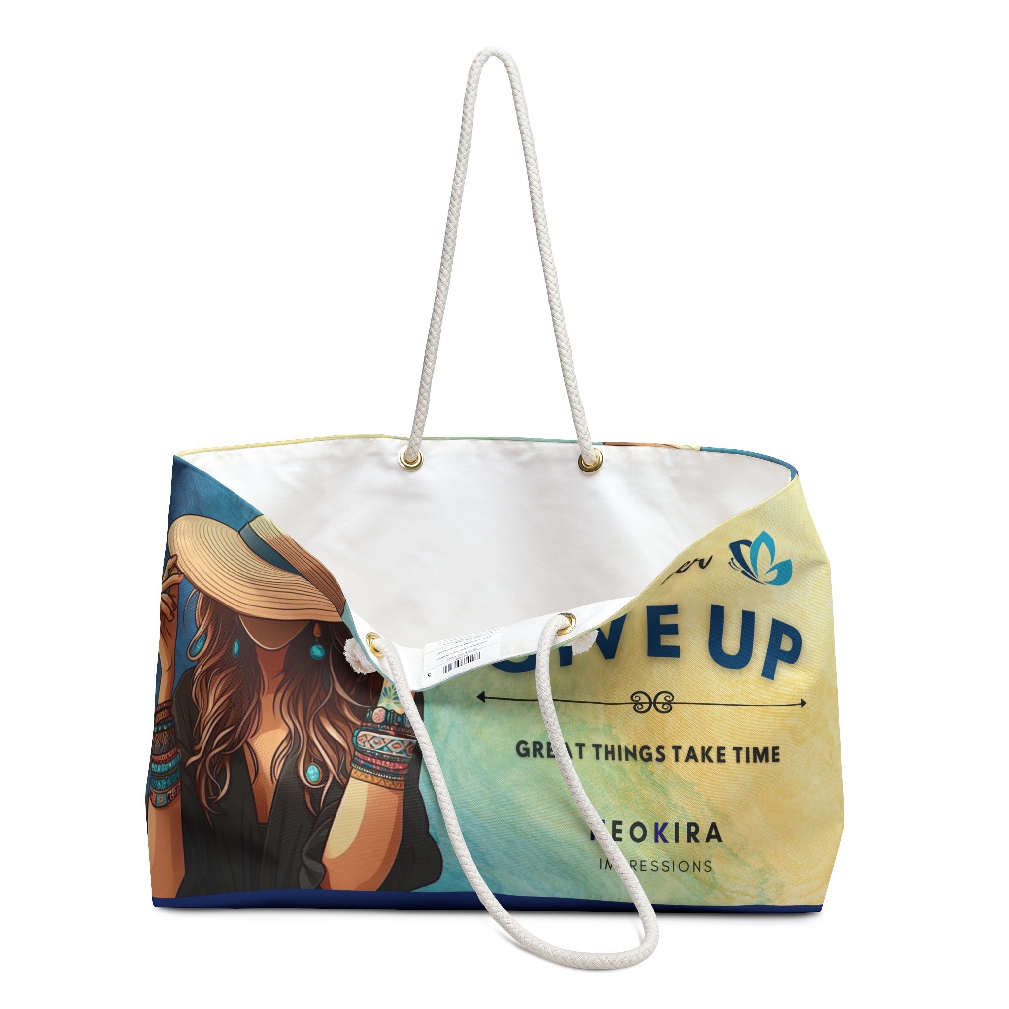 NEVER GIVE UP Weekender Bag Tote Bag Printify   