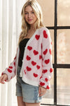 ADORA Fuzzy Heart Button Down Cardigan - NeoKira Unlimited