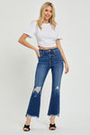 RISEN High Rise Distressed Crop Flare Jeans Jeans Trendsi   