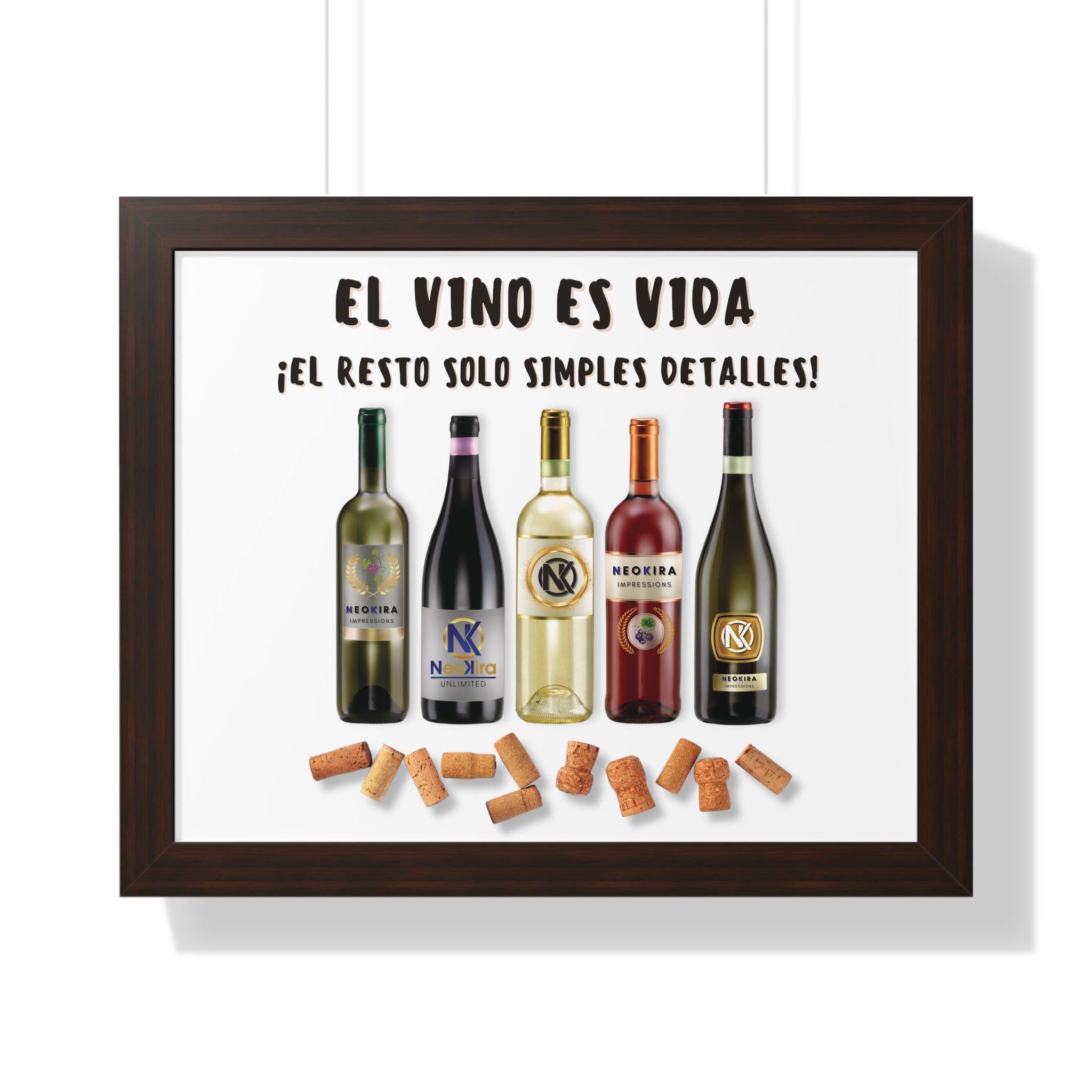 EL VINO ES VIDA Framed Horizontal Poster Poster Printify   