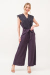 And The Why Laced Surplice Tie Waist Jumpsuit Jumpsuits Trendsi Purple S 