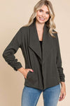 Culture Code Full Size Ruched Open Front Long Sleeve Jacket Jacket Trendsi   