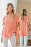 Sew In Love Round Neck Ruffled Top Top Trendsi Coral S 