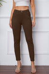 Stretchy Stitch Pants by Basic Bae Pants Trendsi Coffee Brown 2XL 