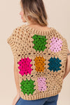 BiBi Granny Square Openwork Sweater Vest Sweater Vest Trendsi   