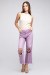 BiBi Distressed Vintage Washed Wide Leg Pants Jeans BiBi   