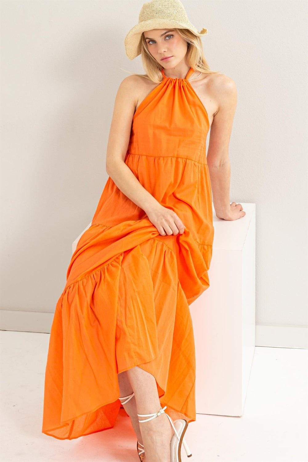 HYFVE Halter Neck Cover Up Maxi Dress Maxi Dress Trendsi Orange S 