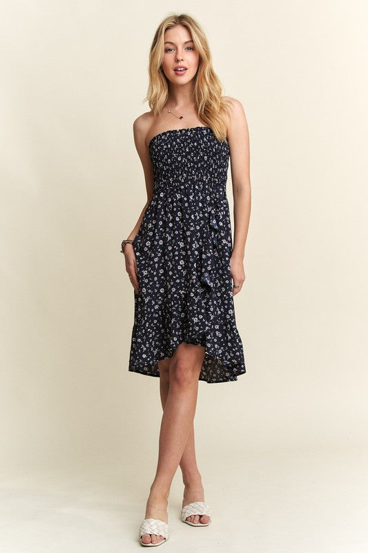 ADORA Smocked Floral Tube Dress with Pockets - NeoKira Unlimited