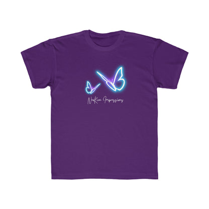 GLOWING BUTTERFLIES...Kids Regular Fit Tee Kids clothes Printify Purple XS 