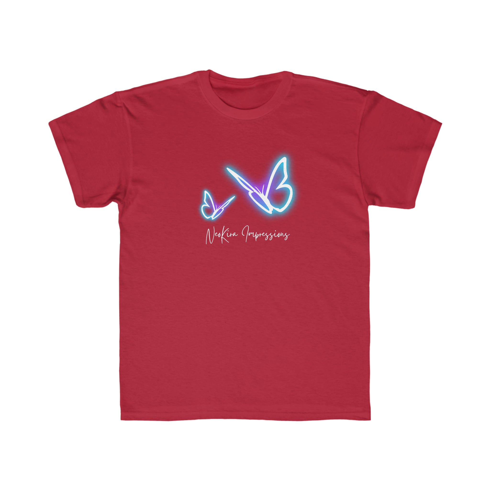 GLOWING BUTTERFLIES...Kids Regular Fit Tee Kids clothes Printify Red S 