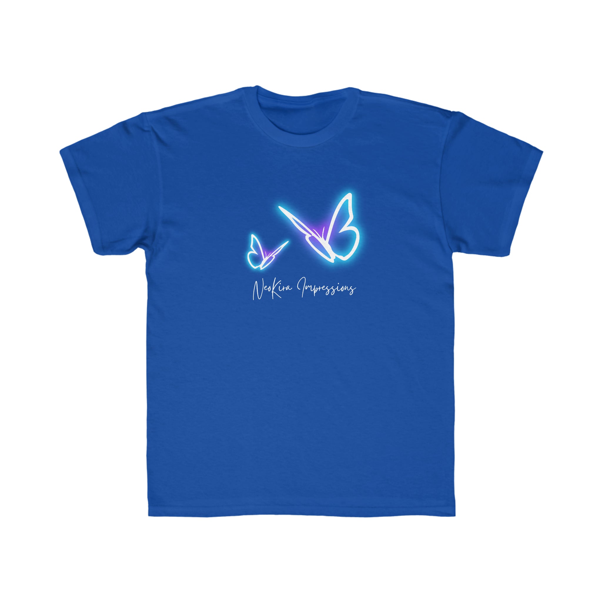 GLOWING BUTTERFLIES...Kids Regular Fit Tee Kids clothes Printify Cali Blue XS 