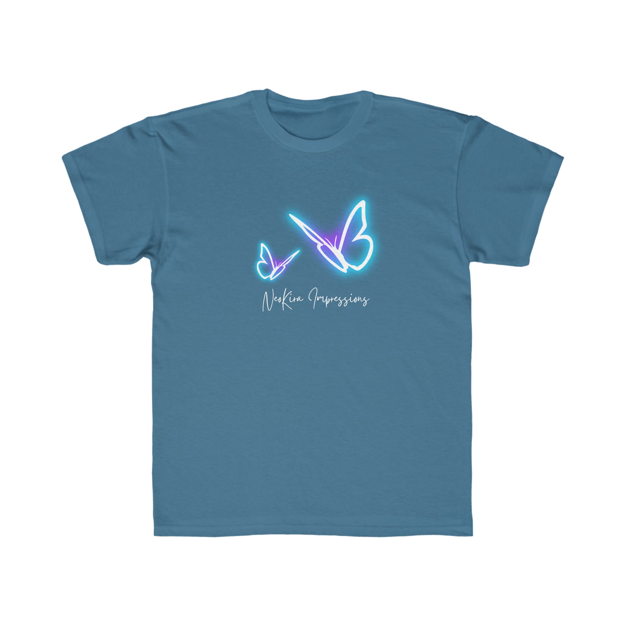 GLOWING BUTTERFLIES...Kids Regular Fit Tee Kids clothes Printify Turquoise XS 