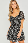 Love Tree Ditsy Floral Short Sleeve Romper Romper Trendsi Black S 