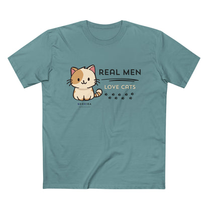 REAL MEN LOVE CATS Men's Staple Tee T-Shirt Printify Slate Blue S 